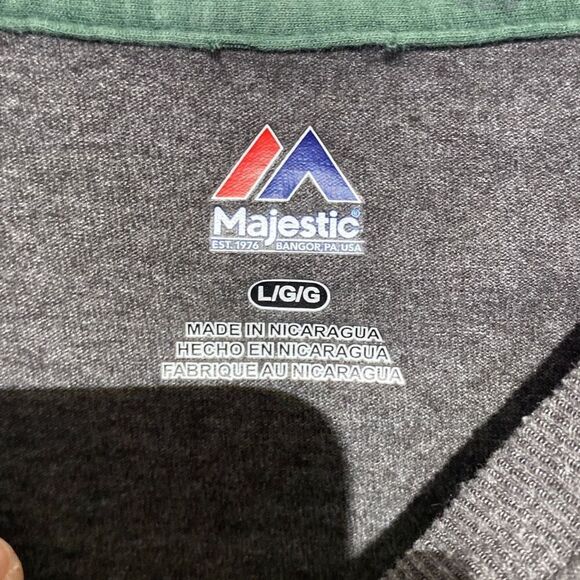 Vintage Majestic Men's Gray Green Bay Packers Patch Logo Long Sleeve T-Shirt Lar - Picture 3 of 8